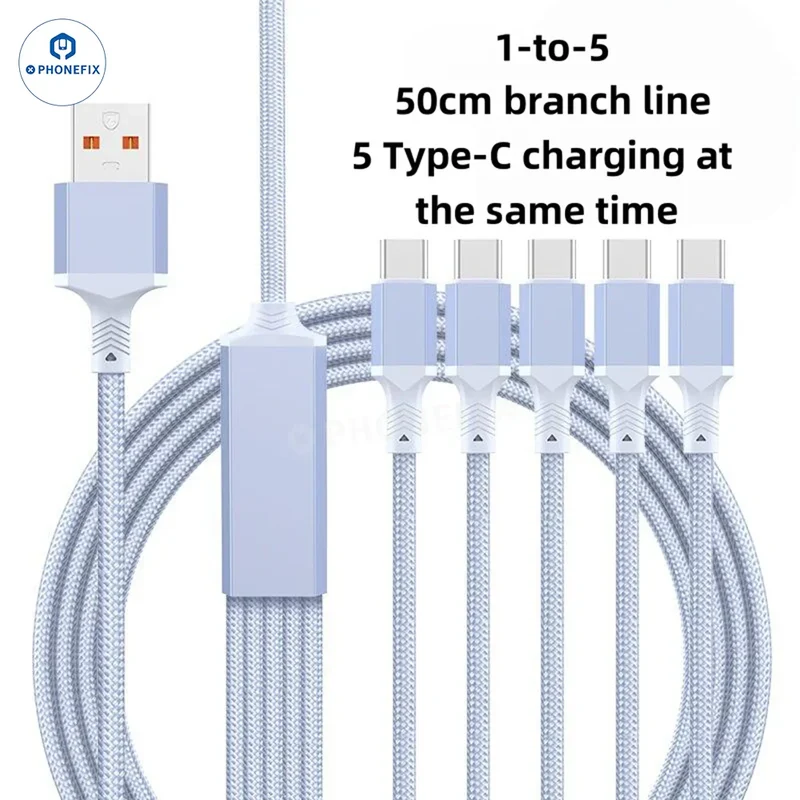 Câble de données de charge rapide 5 en 1 100 W avec port micro USB-C Lightning