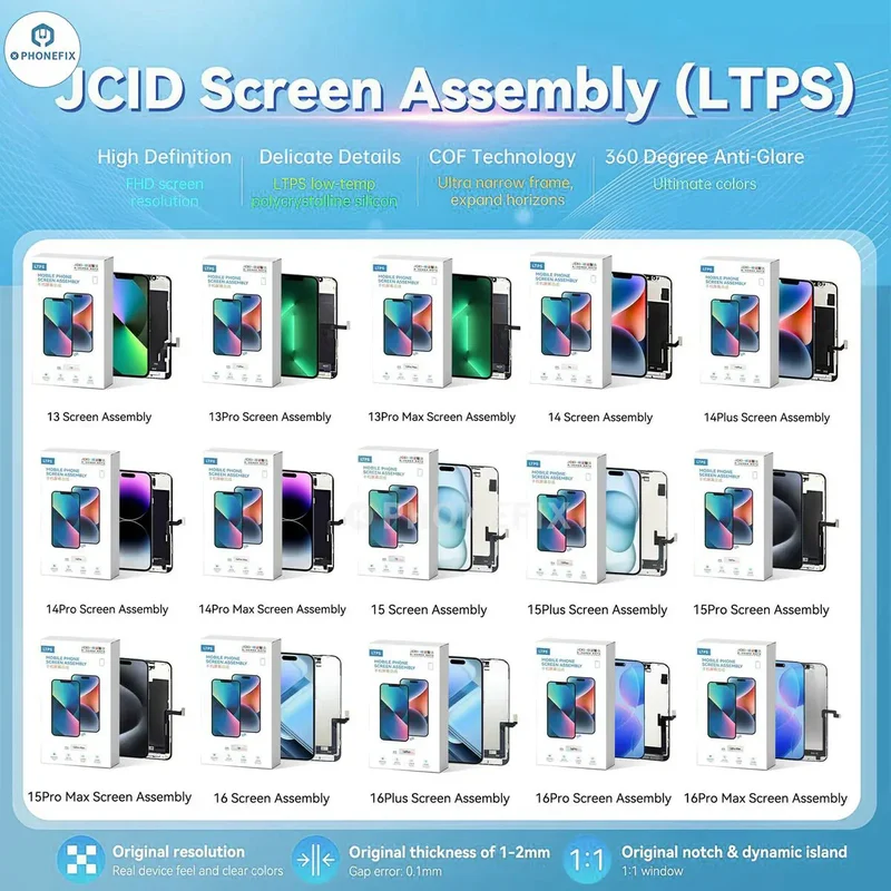 Écran JCID LTPS FHD 120 Hz pour iPhone 12-16 Pro Max