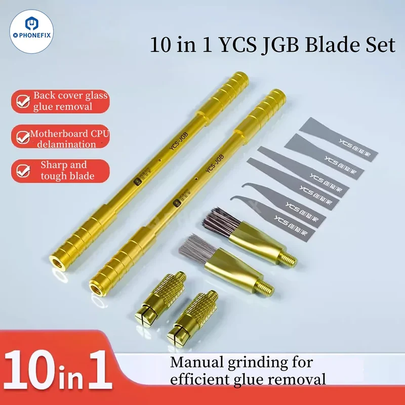 Ensemble de brosses et lames pour retirer la colle des puces PCB mobiles YCS JGB 10 en 1