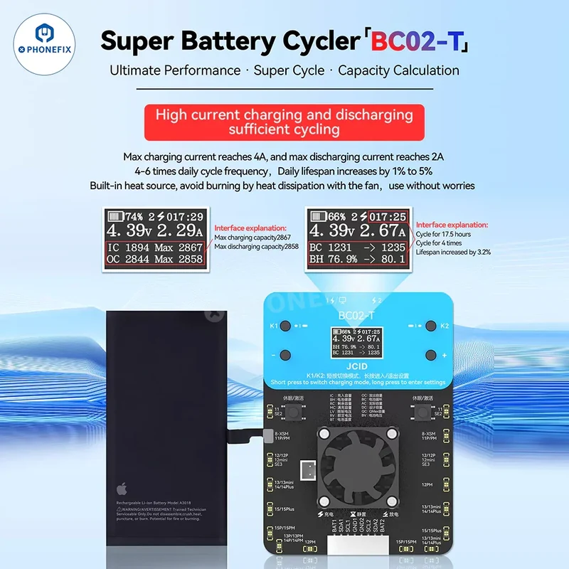 Calibrateur de réparation de batterie pour iPhone JCID BC02-T