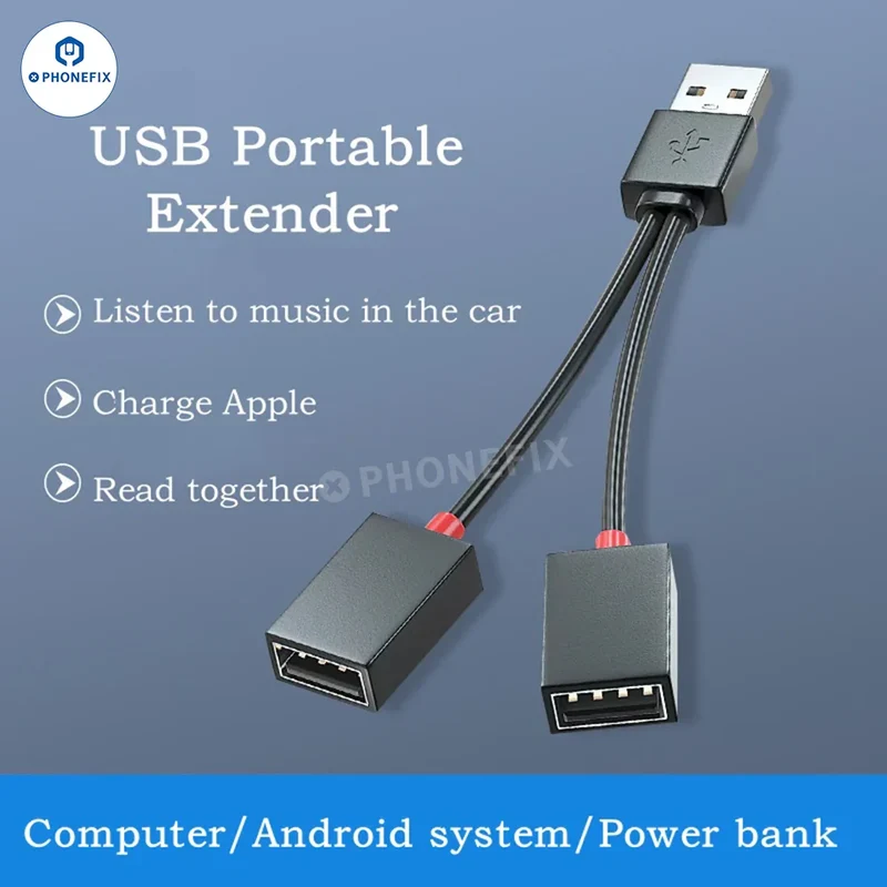 Câble répartiteur d'extension USB 1 à 2 pour le chargement des téléphones portables
