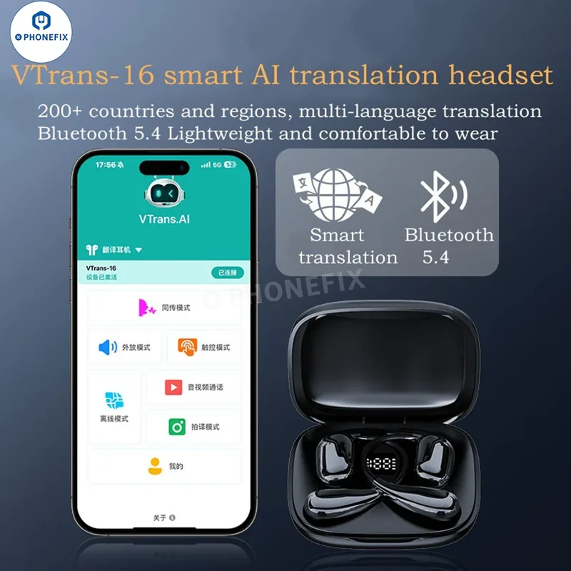 Écouteurs Bluetooth intelligents avec traducteur de langue IA