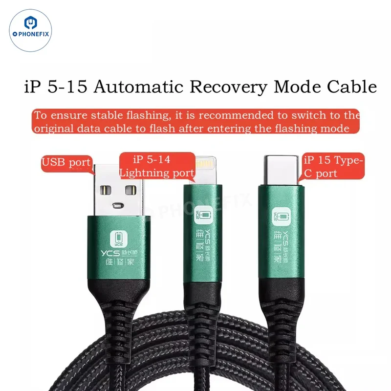Câble de récupération YCS à double tête pour iPhone 6-16 Pro Max
