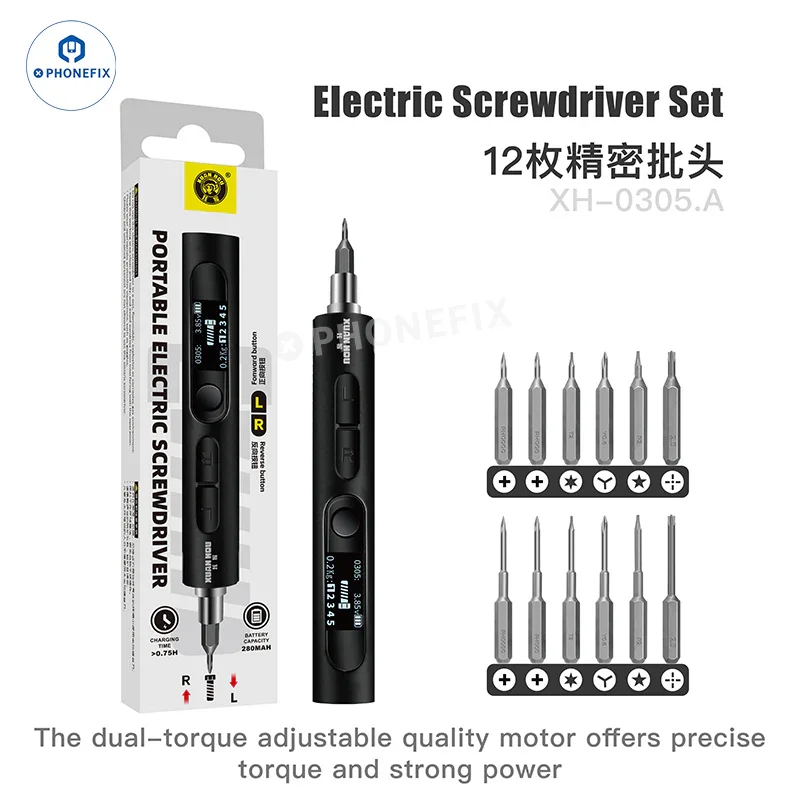 XUANHOU Kit de tournevis électriques portables pour la réparation de téléphones portables