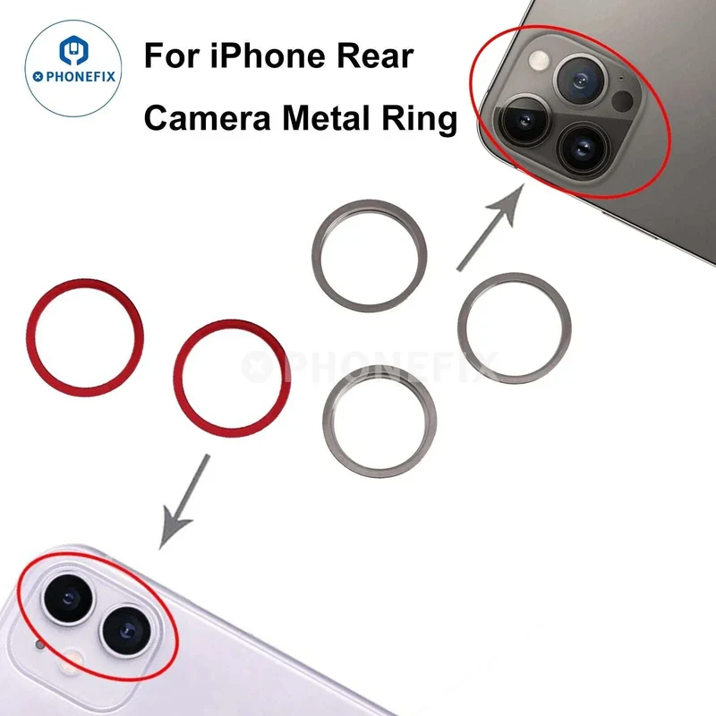 Anneau métallique pour caméra arrière d'iPhone X/11/12/13/14 Pro Max