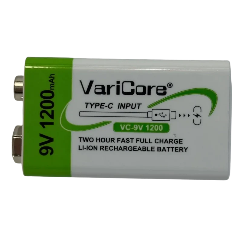 Pile rechargeable 9V Lithium-ion USB-C 1200mAh – 6F22 Haute performance