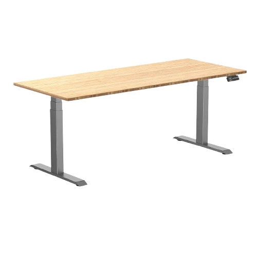 Desky Dual Bamboo Sit Stand Desk 180cm and Space Grey Frame