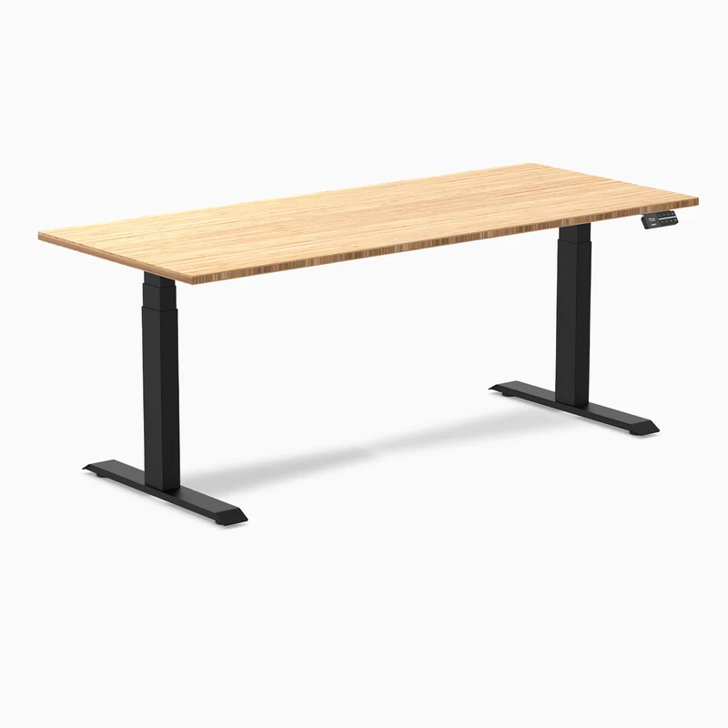 Desky Dual Bamboo Sit Stand Desk 180cm and Matte Black Frame