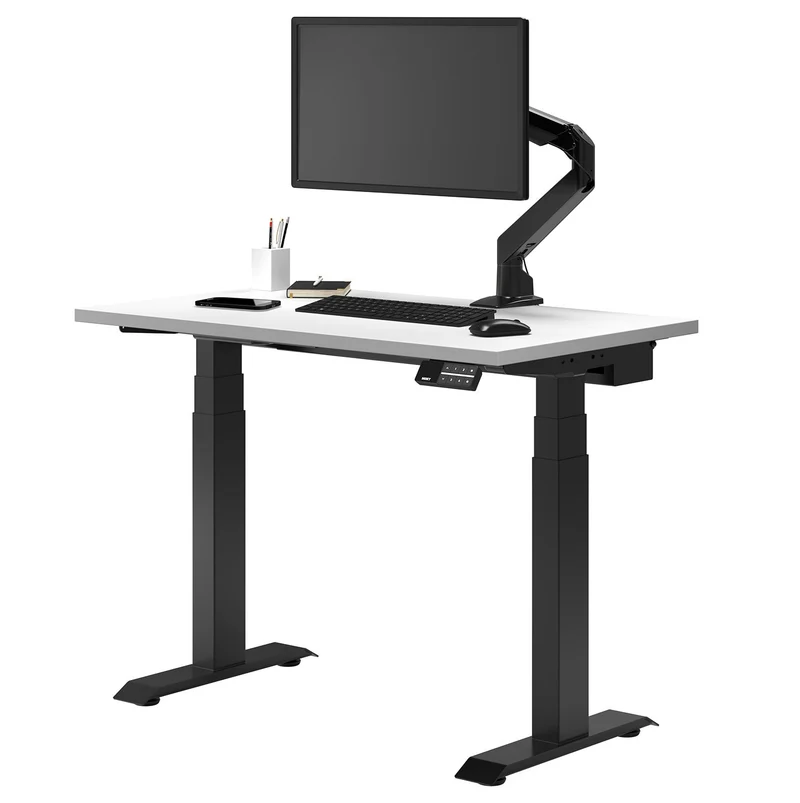 Desky Dual Mini Sit Stand Desk 1000x600 White Desktop and Matte Black Frame