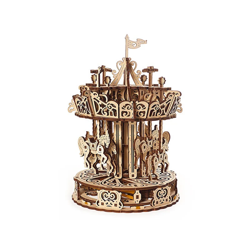 UGears 70129 Carousel Wooden Mechanical 3D Puzzle DIY Kit