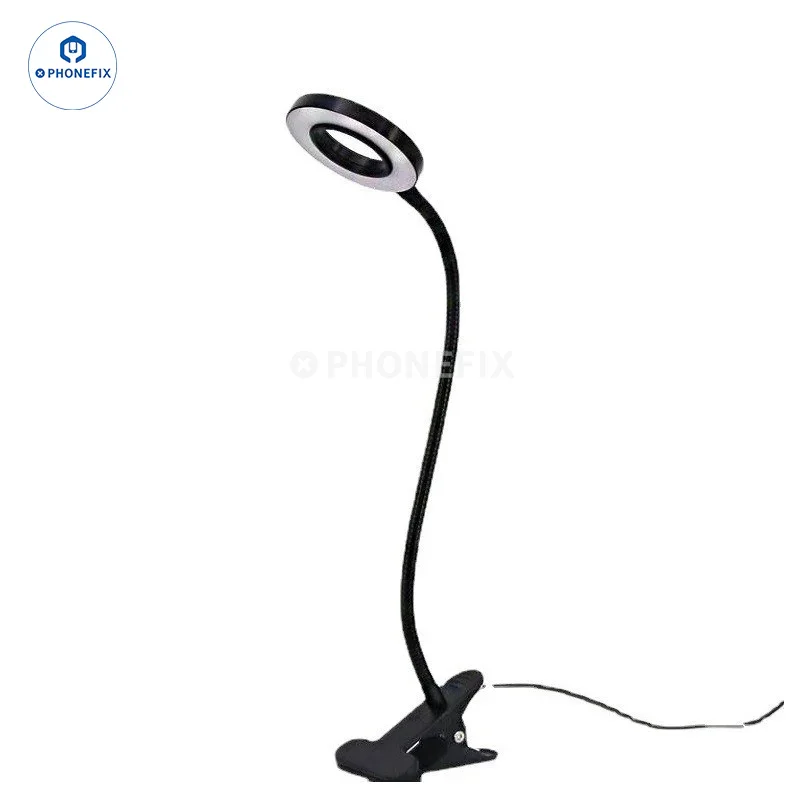 Lampe de bureau réglable à 48 LED pour la protection des yeux, anneau lumineux portable à clip