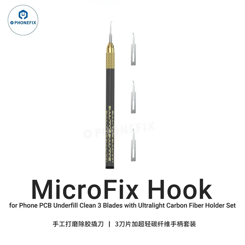 2UUL DA12 MicroFix Hook Phone PCB IC Underfill Pry Blade Retrait de colle
