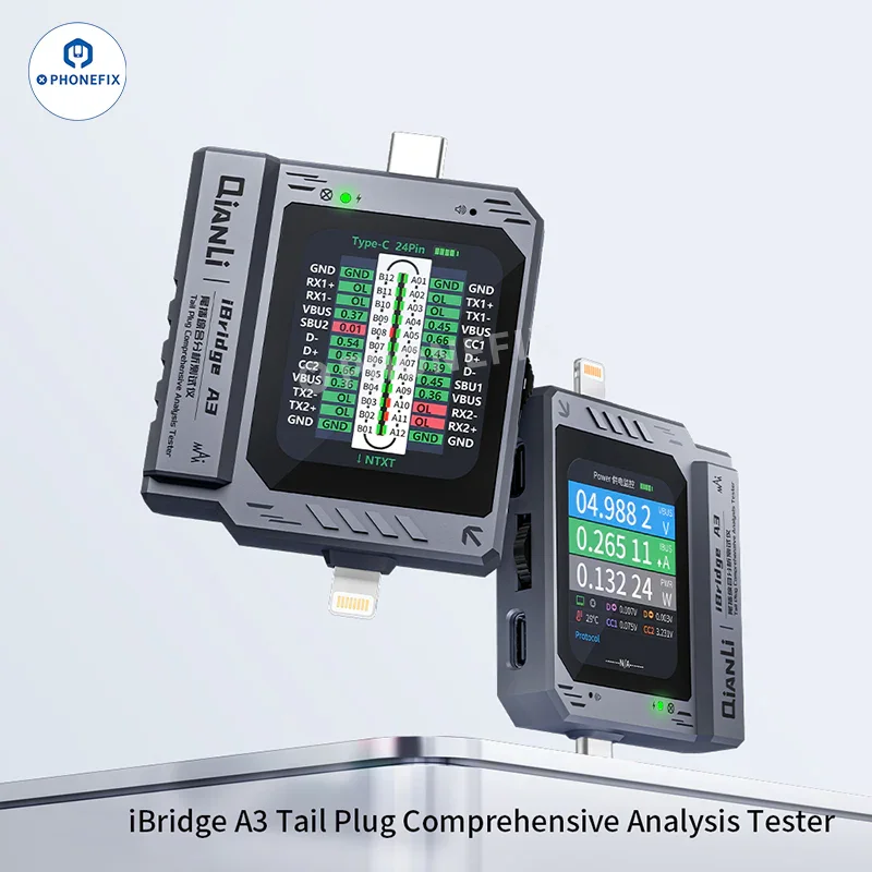 Testeur d'analyse de prise de queue QianLi iBridge A3 avec port Lightning Type-C