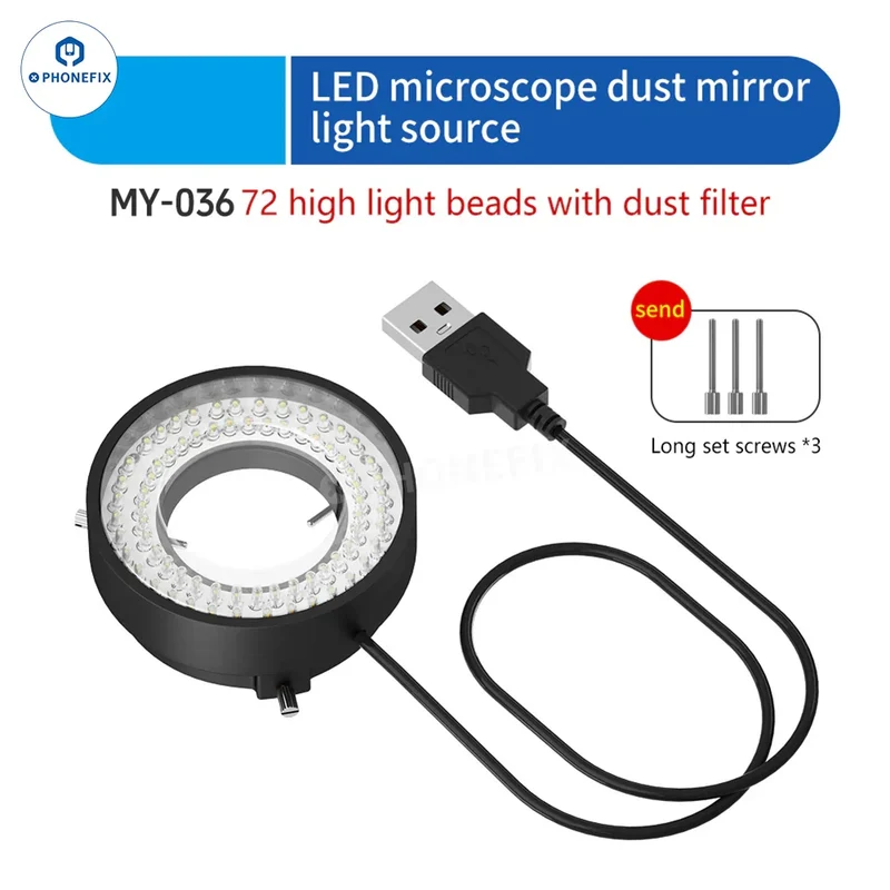 Anneau lumineux LED pour microscope MaAnt MY-036 MY-037 MY-038 72/96/144