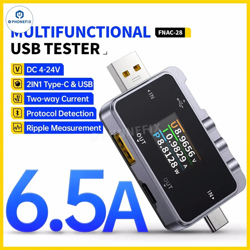 Testeur USB 28 en 2 FNAC-1 Type-C, tension, courant, wattmètre