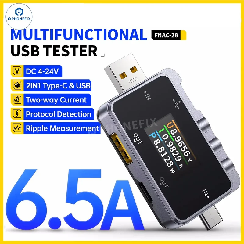 Testeur USB 28 en 2 FNAC-1 Type-C, tension, courant, wattmètre