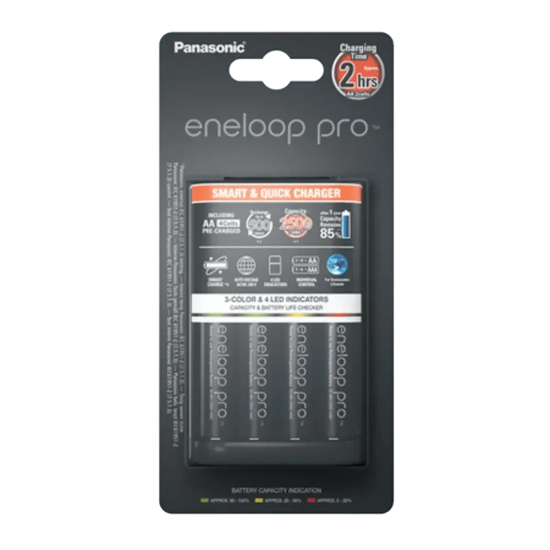 Chargeur rapide et intelligent avec 4 batteries Panasonic Eneloop Pro K-KJ55HCD40E