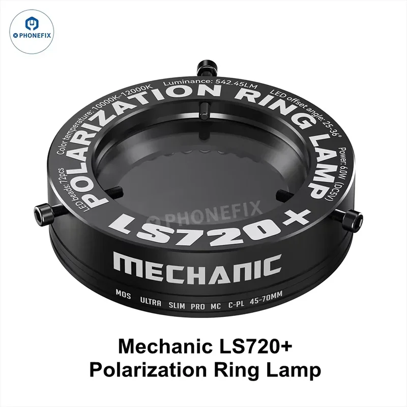 Lampe annulaire polarisante réglable pour microscope Mechanic LS720+