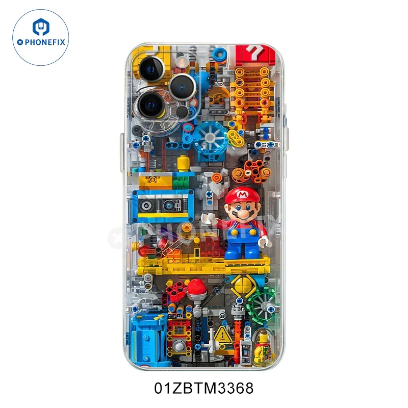 Coque transparente créative Mario pour iPhone 12-16 Pro Max