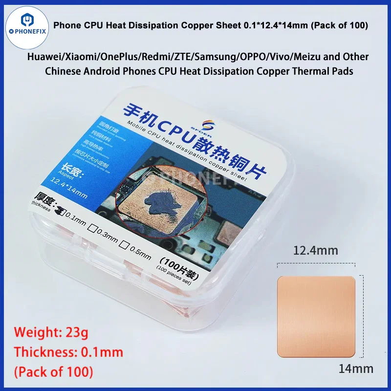 Dissipateur thermique pour processeur de téléphone portable, feuille de cuivre, tampon conducteur thermique