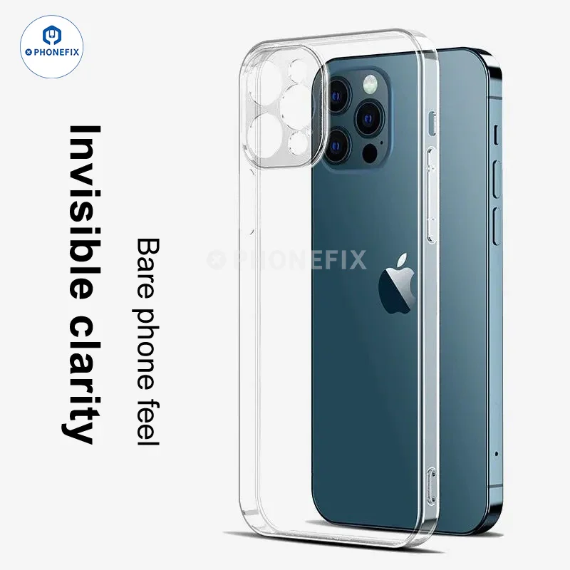 Coques en silicone TPU souple à couverture intégrale pour iPhone 12-16 Pro Max