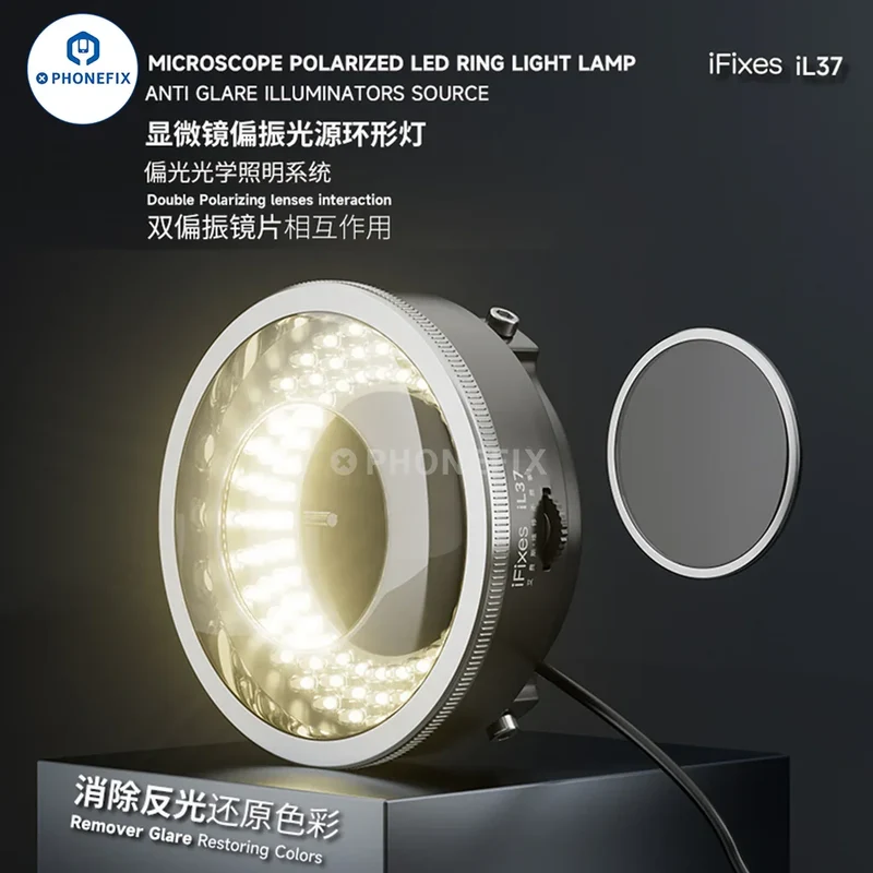 Illuminateurs de microscope iFixes iL37, anneau lumineux polarisé, 96 LED