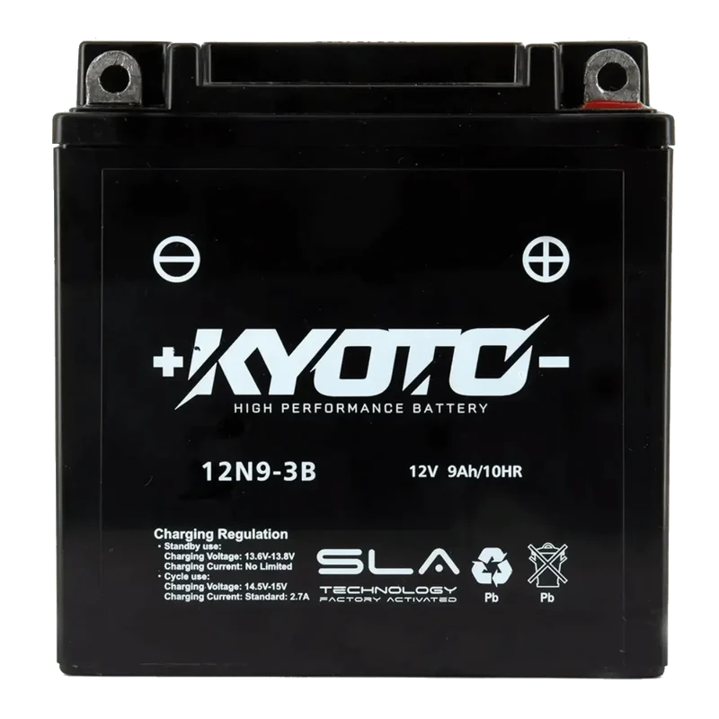 Batterie Moto KYOTO 12N9-3B 12V SLA AGM – Sans Entretien Prête à l'Emploi