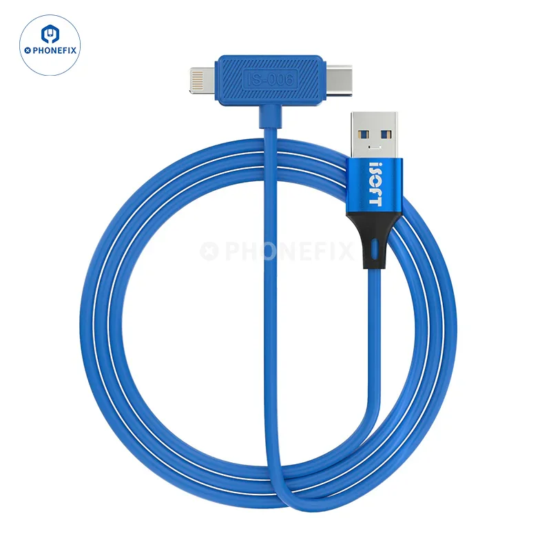 Câble de données double tête Lightning USB-C ISOFT IS-006 pour iPhone et iPad