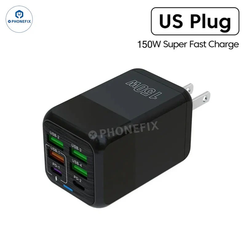 Chargeur rapide multiport 150 W, chargeur USB portable de voyage