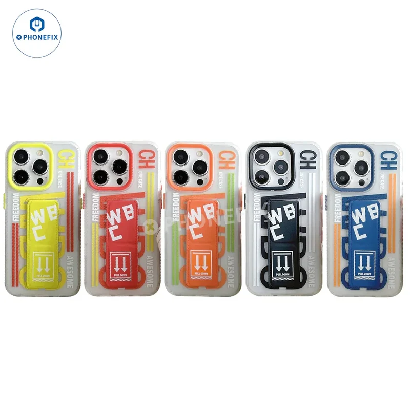 Coque givrée pour iPhone 16 Pro Max avec support pliable push-pull