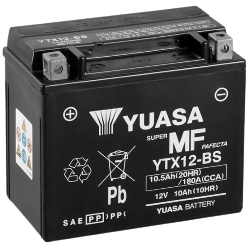 Batterie Moto YUASA YTX12 12V AGM – Sans Entretien Prête à l'Emploi