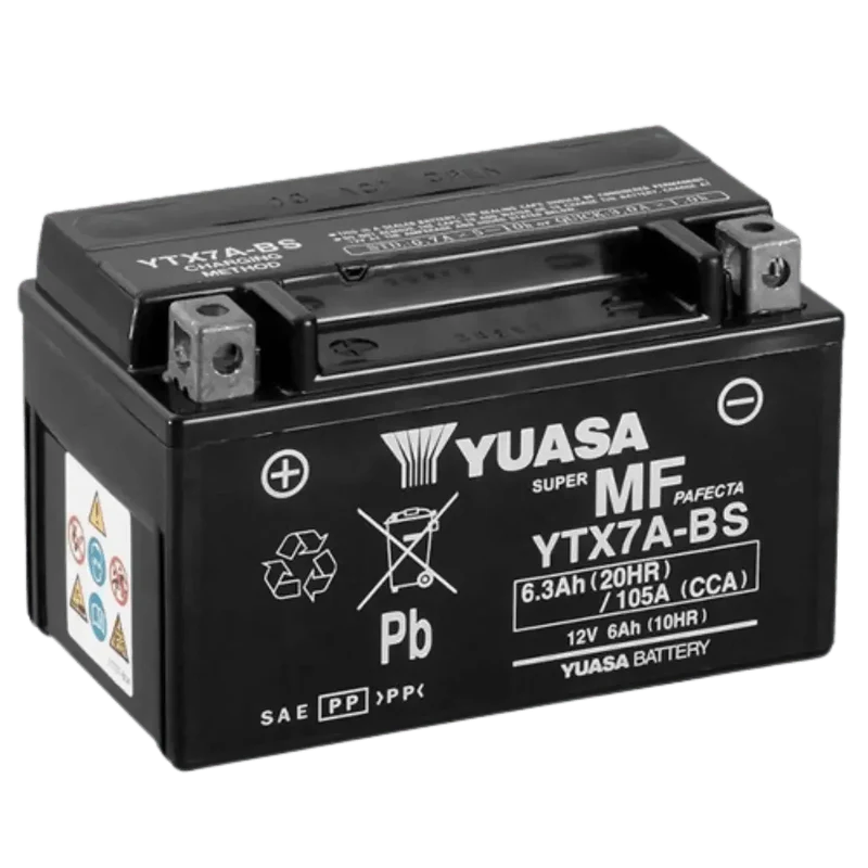Batterie Moto YUASA YTX7A 12V AGM – Sans Entretien Prête à l'Emploi
