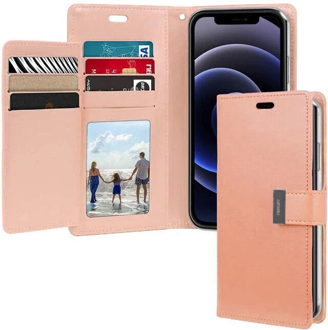 Goospery Rich Diary case for iPhone 15 Pro Max - Rose Gold