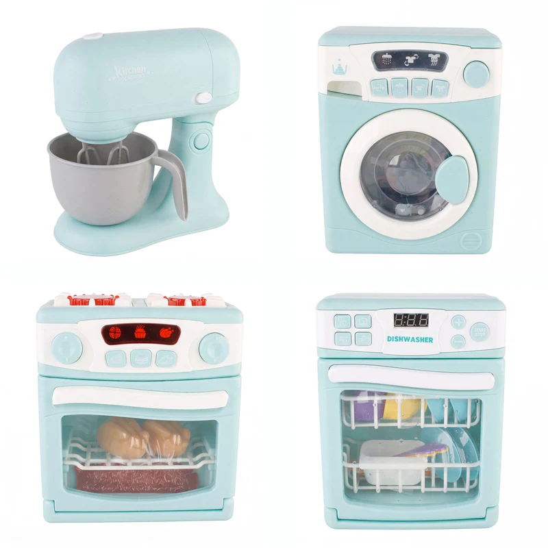 Gem Toys 4 Piece Home Appliance Toy Mixer, Washing Machine, Oven & Dishwasher, With Lights & Sound
