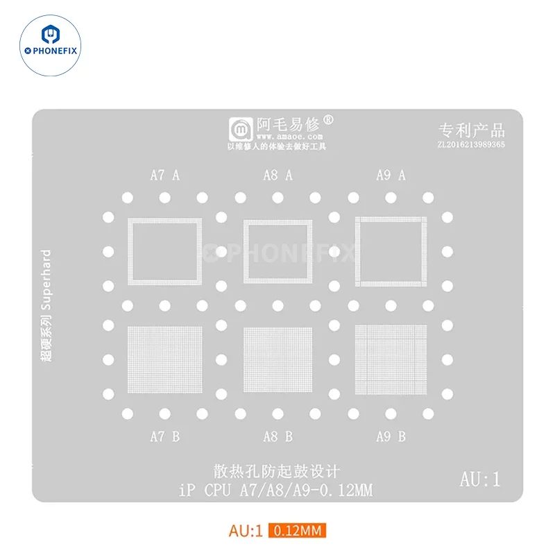 Amaoe AU1-4 BGA Reballing pochoir pour iPhone CPU RAM A13 A14