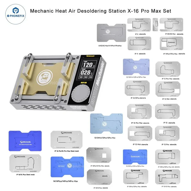Station de dessoudage à air chaud mécanique pour iPhone X-16 Pro Max