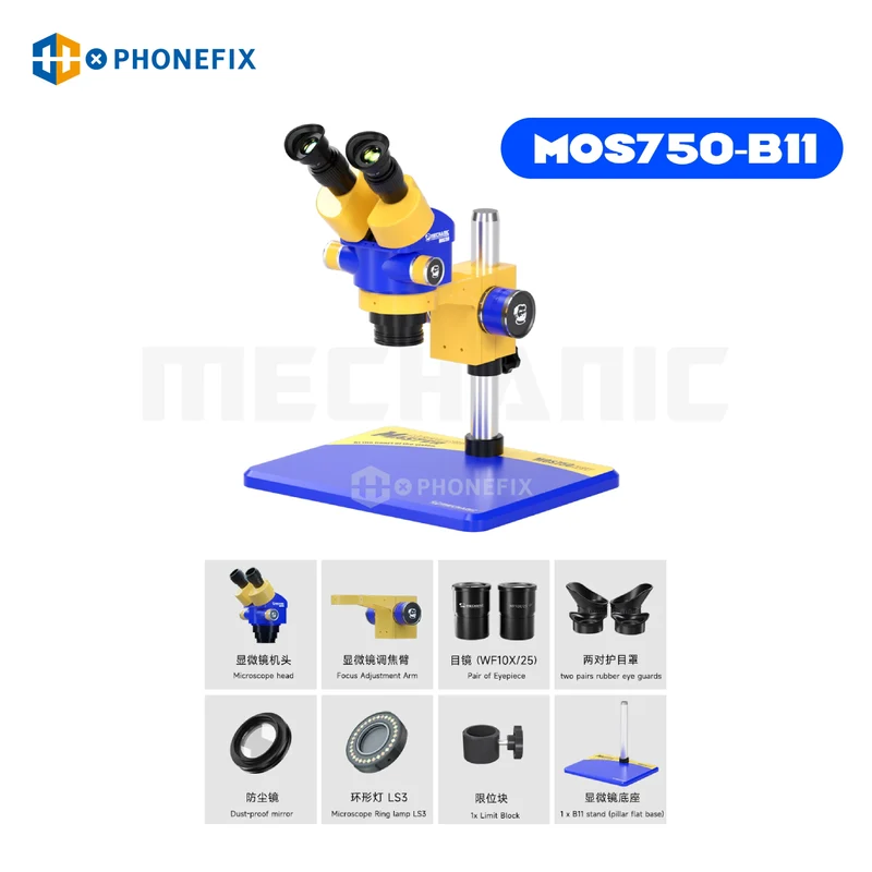 Microscope stéréo trinoculaire MECHANIC MOS760 MOS750 7X-60X