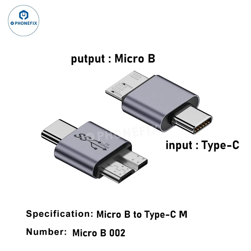 Adaptateur pour disque dur mobile Micro B vers USB-A Type-C 10 Gbit/s