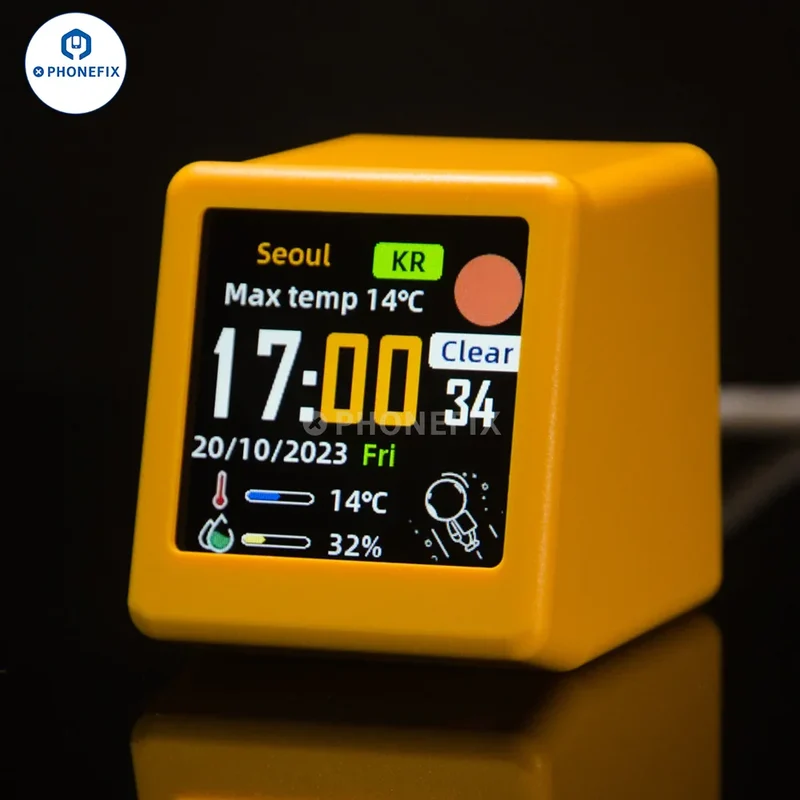 Horloge météo numérique GeekMagic Wi-Fi avec affichage des actions Bitcoin