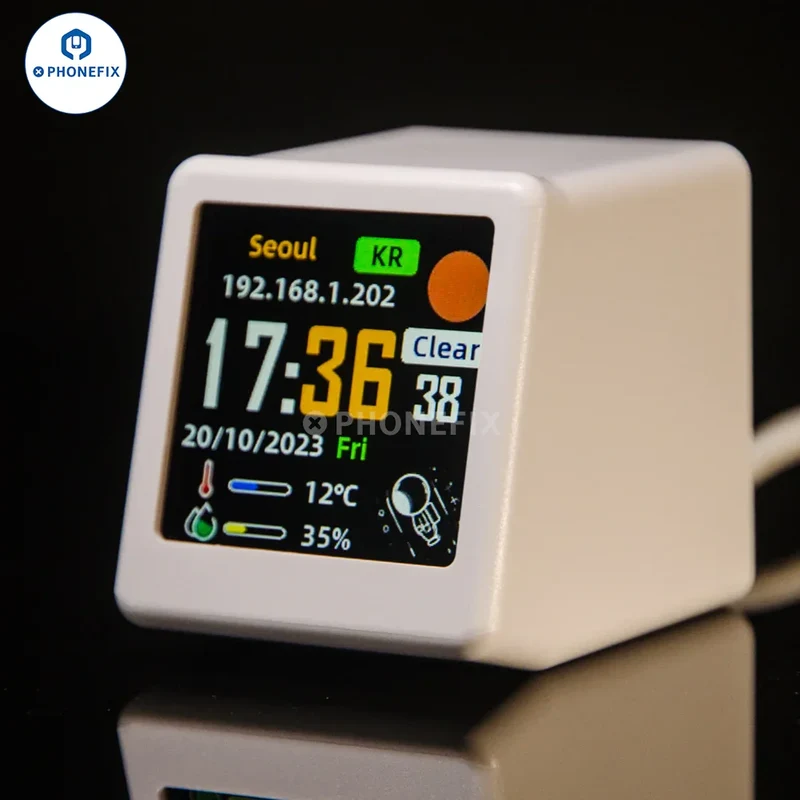 Horloge météo numérique GeekMagic Wi-Fi avec affichage des actions Bitcoin