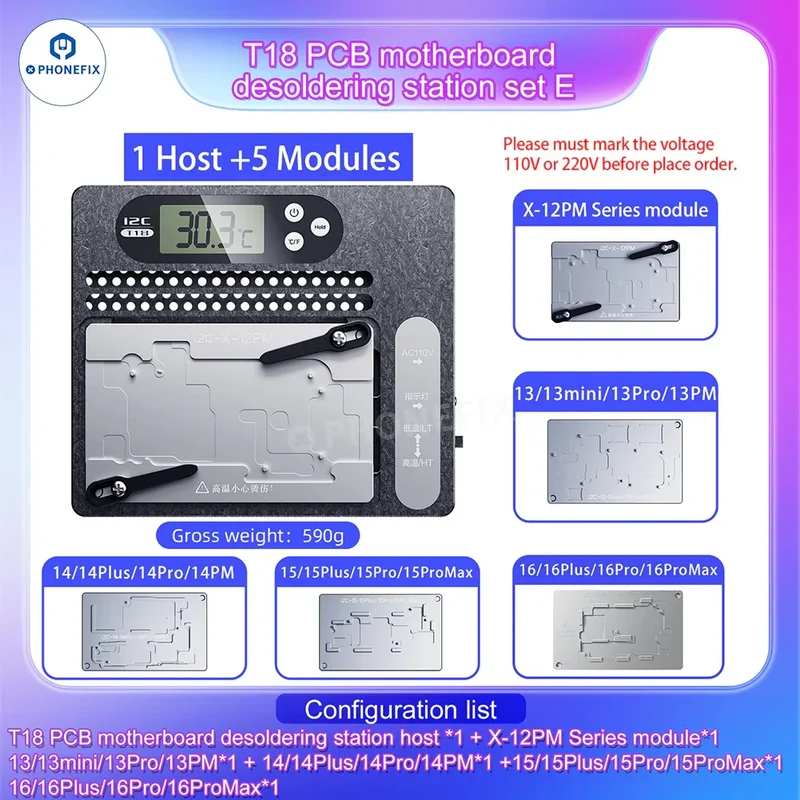 Station de dessoudage multicouches pour carte mère I2C T18 pour iPhone X-16 Pro Max