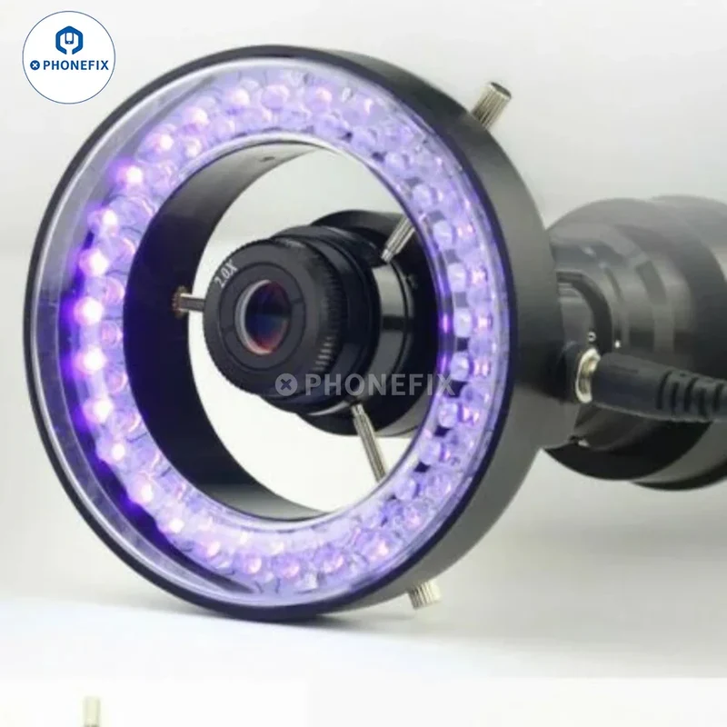 Lampe annulaire pour microscope à 56 LED violettes à luminosité réglable