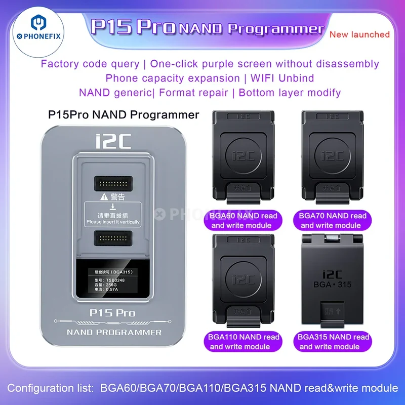 Programmateur NAND i2C P15 Pro pour iPhone 6-15 iPad BGA110 BGA315