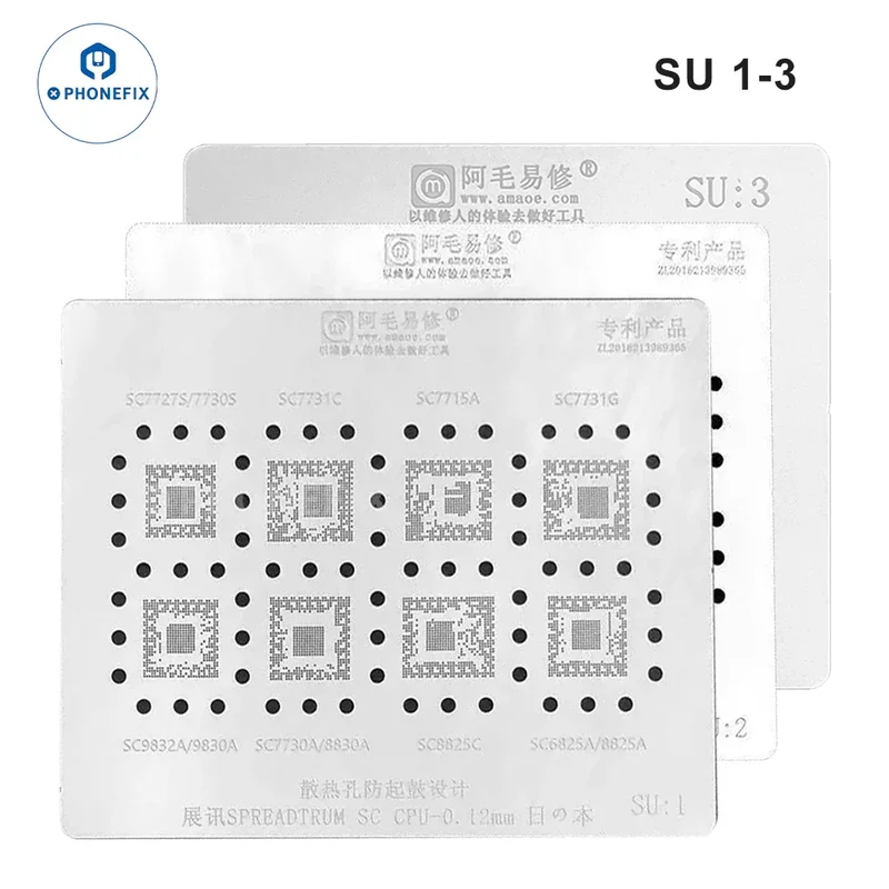 AMAOE BGA Reballing Pochoir Tableur CPU SU1 SU2 SU3 0.12mm
