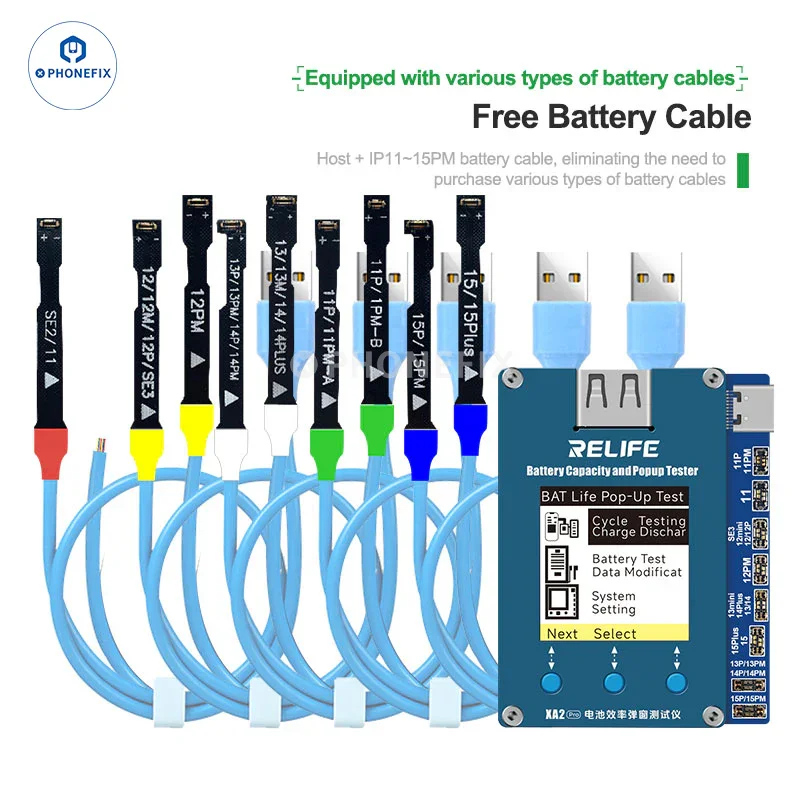 Testeur d'efficacité de batterie RELIFE XA2 Pro pour iPhone 11-15PM