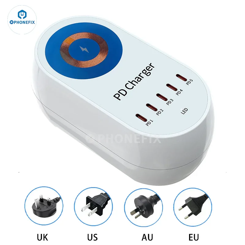 Chargeurs rapides sans fil numériques multiports i-Travel 140 W 5 ports PD GaN