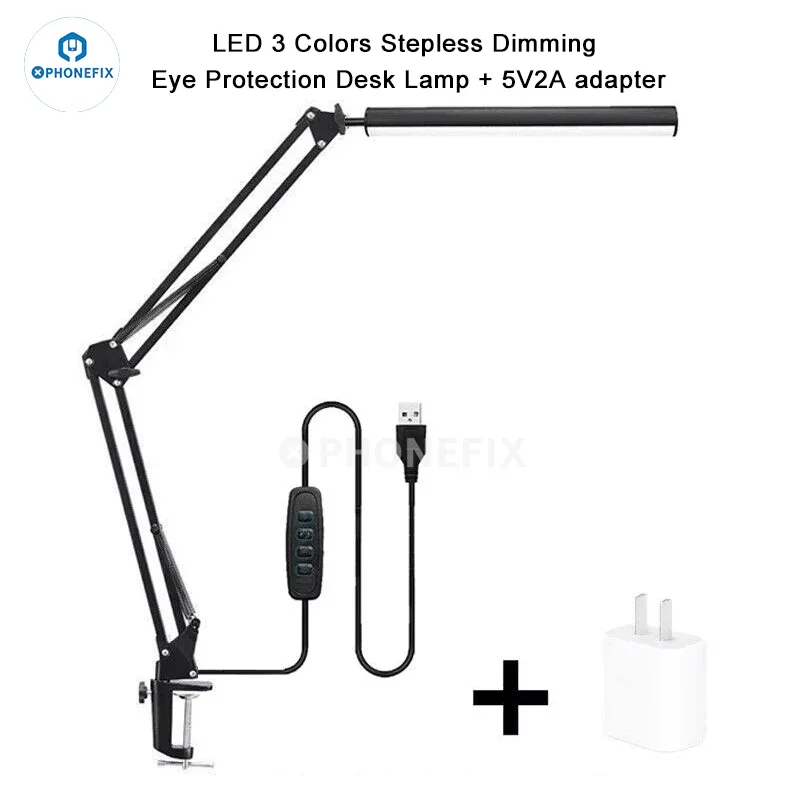 Lampe de bureau à LED avec protection des yeux et bras pivotant en métal