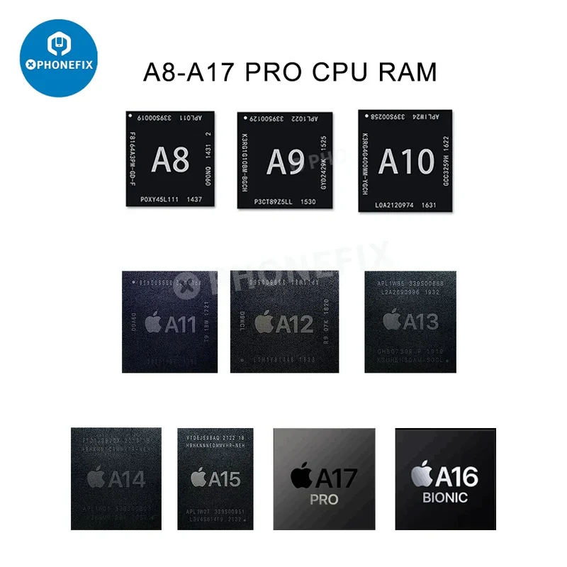 Puce CPU RAM A13 A14 A15 A16 A17 A18 PRO pour iPhone 7-16 Pro Max