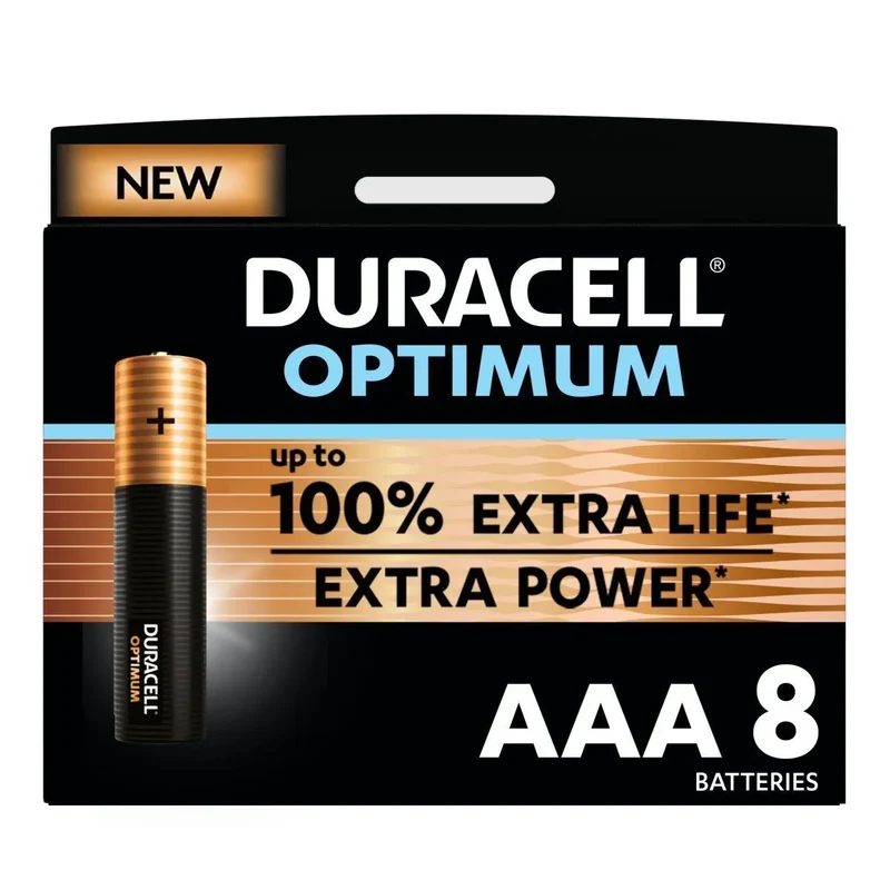 Piles Alcalines AAA 1.5V Duracell Optimum – Lot de 8 Piles