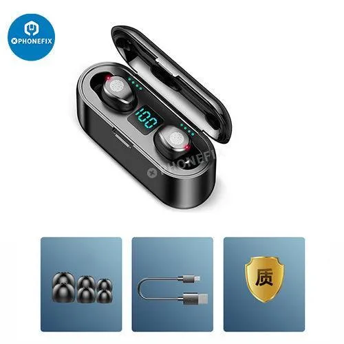 Écouteurs sans fil Bluetooth F9-5C à réduction de bruit avec LED